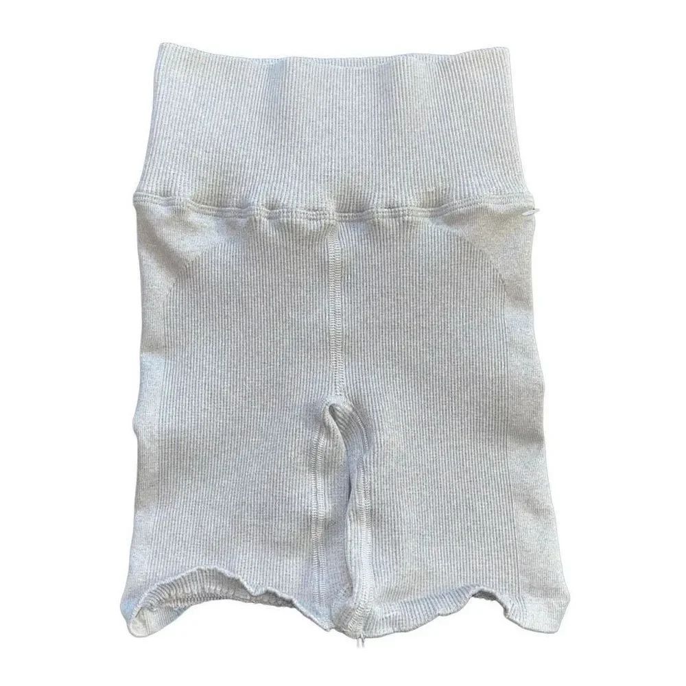 Free people High Waist Ribbed Biker Shorts In Grey